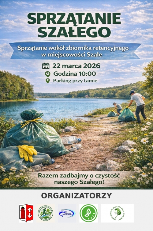 obrazek Akcja sprzątania przy zbiorniku retencyjnym w miejscowości Szałe wiecej